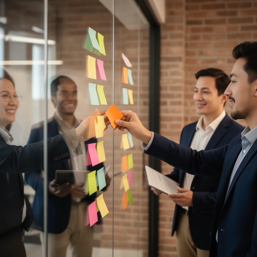 Digital Kaizen board showing improvement ideas, progress metrics, and team collaboration for small business growth