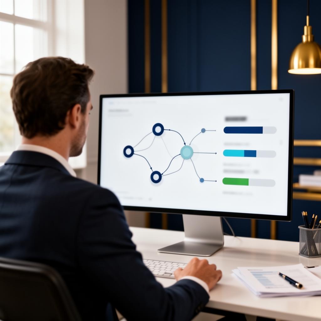 Digital value stream map on screens with analytics dashboards and kanban flow metrics